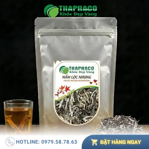 Nấm lộc nhung sấy khô đang được ngâm nước ấm