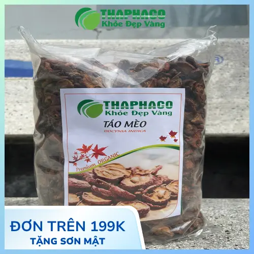Hình ảnh quả táo mèo khô và trà táo mèo
